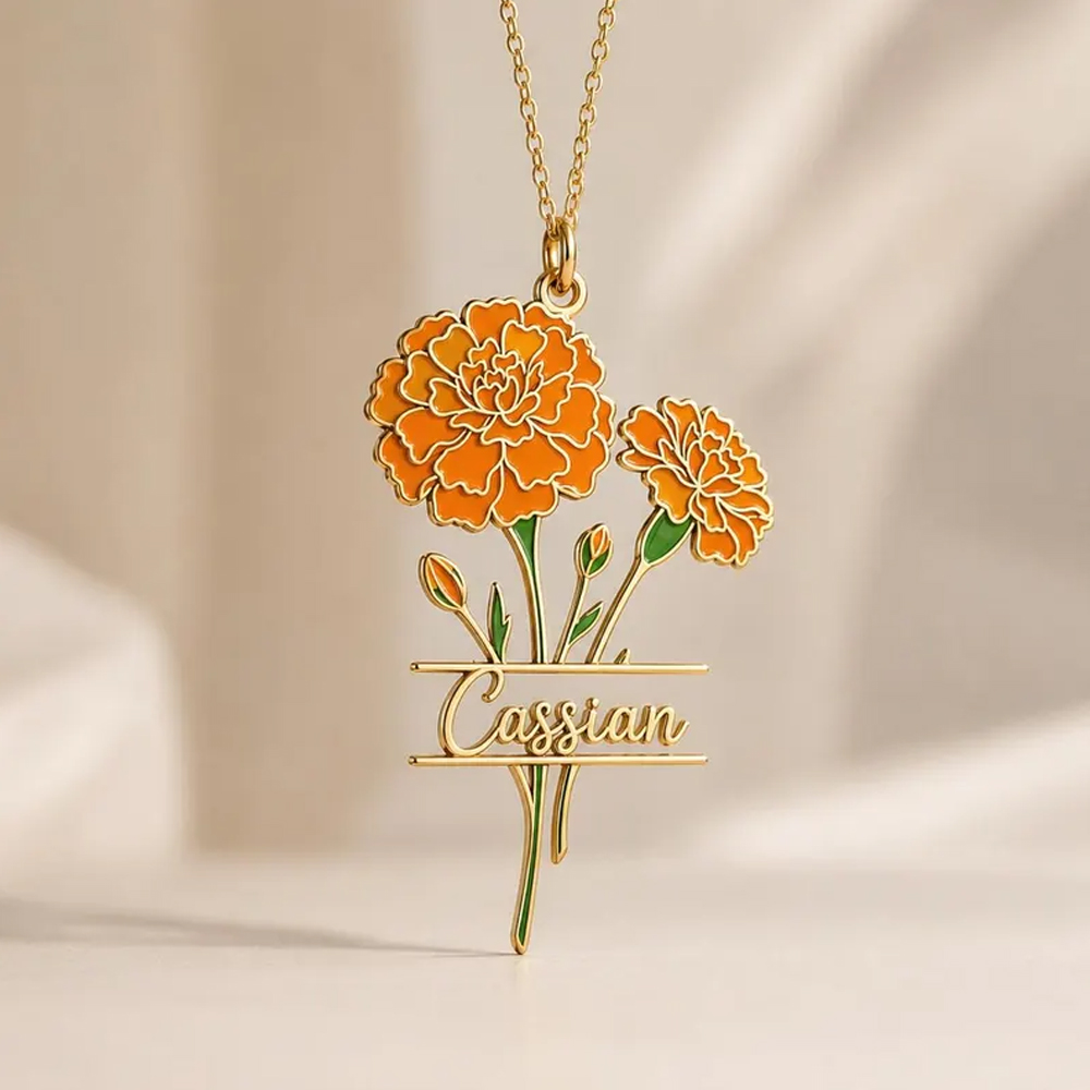 Custom Name Birth Flower Neckl - огляд і ціна Birth Flower Necklace